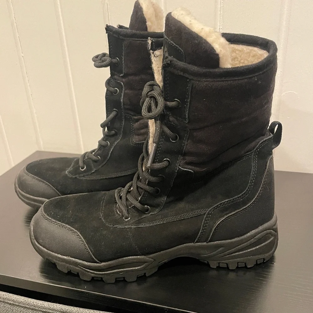Ozark Trail Bancroft Black  Lace-Up Boots suede outside Sherpa inside 8.5